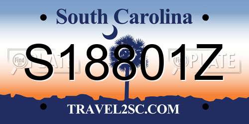 S18801Z South Carolina License Plate