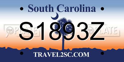 S1893Z South Carolina License Plate