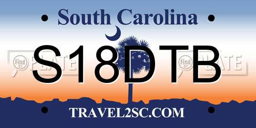S18DTB South Carolina License Plate