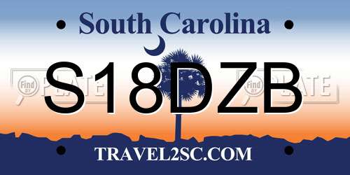S18DZB South Carolina License Plate