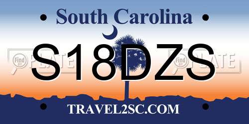 S18DZS South Carolina License Plate