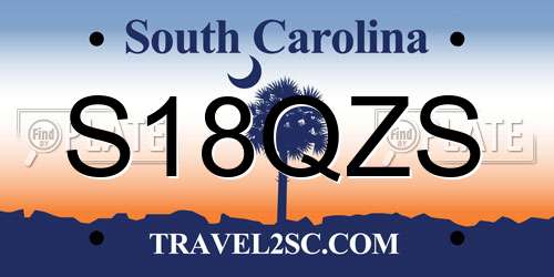 S18QZS South Carolina License Plate