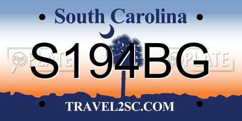S194BG South Carolina License Plate