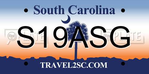 S19ASG South Carolina License Plate