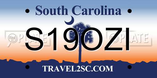 S19OZI South Carolina License Plate