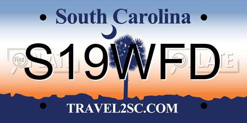 S19WFD South Carolina License Plate