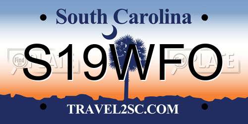 S19WFO South Carolina License Plate