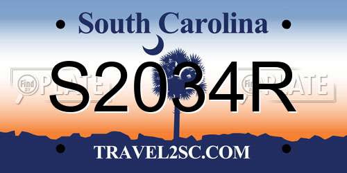 S2034R South Carolina License Plate