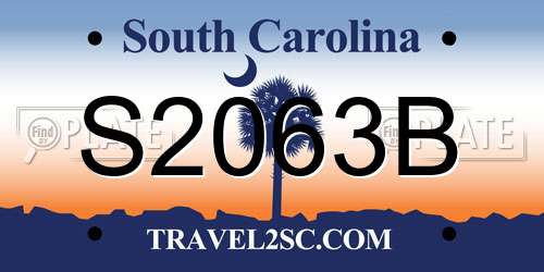 S2063B South Carolina License Plate