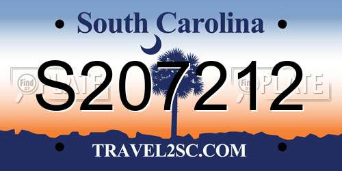 S207212 South Carolina License Plate