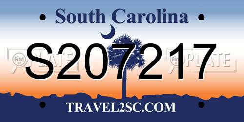 S207217 South Carolina License Plate
