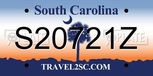S20721Z South Carolina License Plate