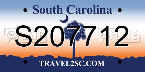 S207712 South Carolina License Plate