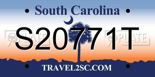 S20771T South Carolina License Plate