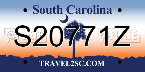 S20771Z South Carolina License Plate
