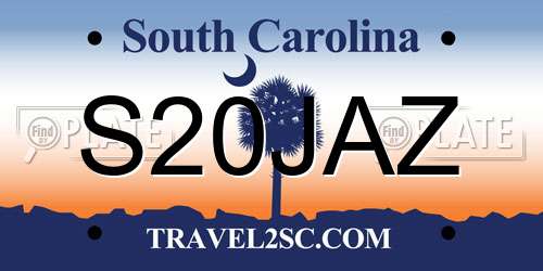 S20JAZ South Carolina License Plate