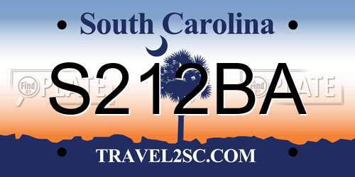 S212BA South Carolina License Plate