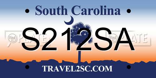 S212SA South Carolina License Plate