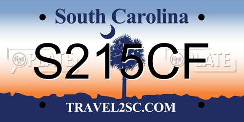 S215CF South Carolina License Plate