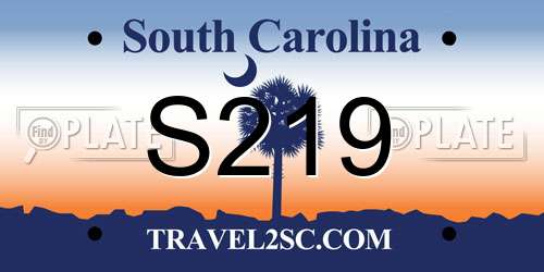 S219 South Carolina License Plate