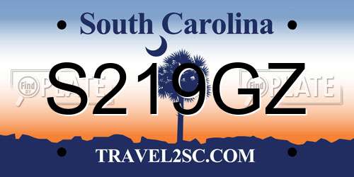 S219GZ South Carolina License Plate