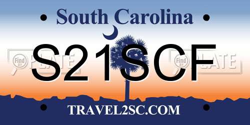 S21SCF South Carolina License Plate