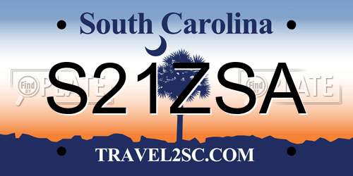 S21ZSA South Carolina License Plate