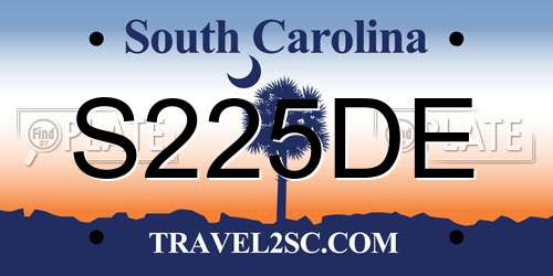 S225DE South Carolina License Plate