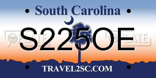 S225OE South Carolina License Plate
