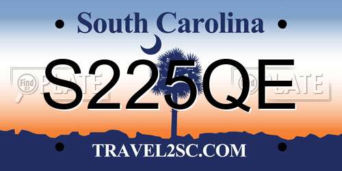 S225QE South Carolina License Plate