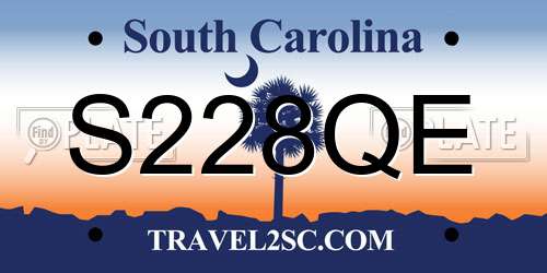 S228QE South Carolina License Plate
