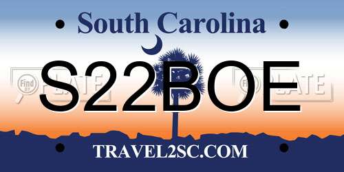 S22BOE South Carolina License Plate