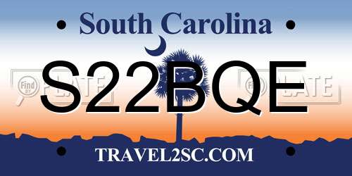 S22BQE South Carolina License Plate