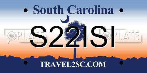 S22ISI South Carolina License Plate