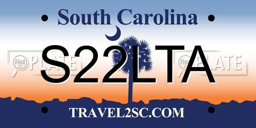 S22LTA South Carolina License Plate