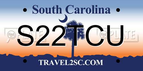 S22TCU South Carolina License Plate