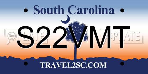 S22VMT South Carolina License Plate