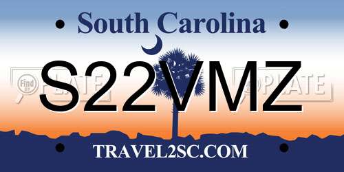 S22VMZ South Carolina License Plate