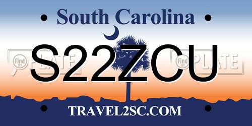 S22ZCU South Carolina License Plate