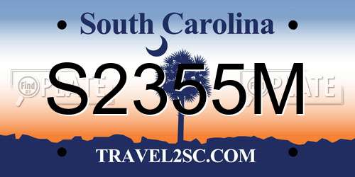 S2355M South Carolina License Plate