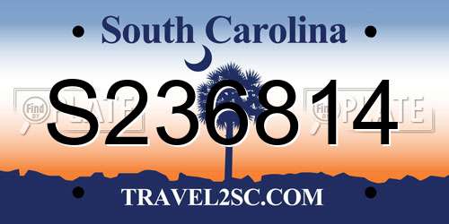 S236814 South Carolina License Plate