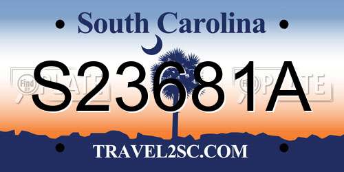 S23681A South Carolina License Plate