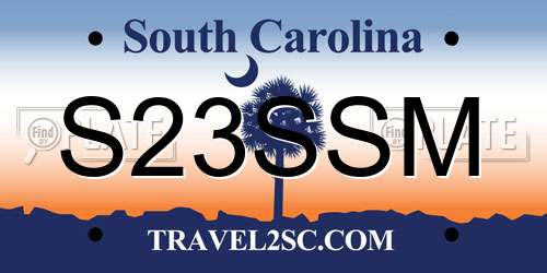 S23SSM South Carolina License Plate