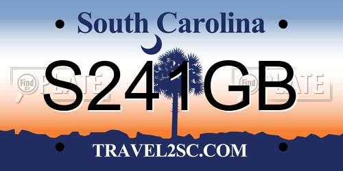 S241GB South Carolina License Plate