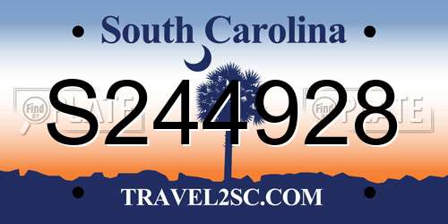 S244928 South Carolina License Plate