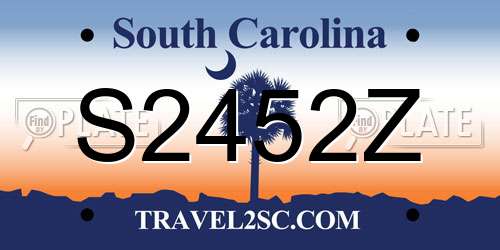 S2452Z South Carolina License Plate