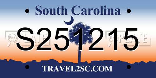 S251215 South Carolina License Plate