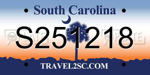 S251218 South Carolina License Plate