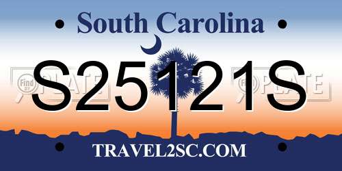 S25121S South Carolina License Plate