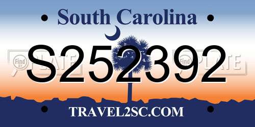 S252392 South Carolina License Plate